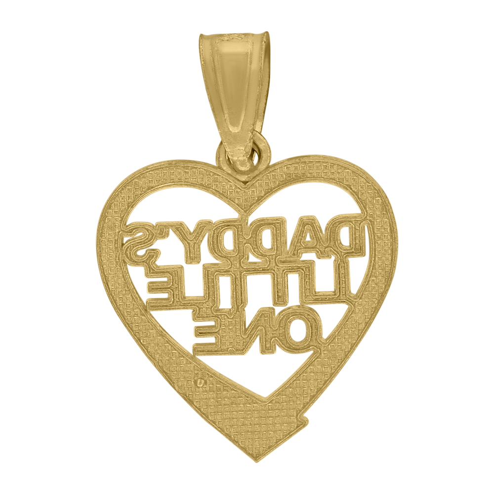 10kt 10k Gold Yellow Diamond-Cut Unisex Daddy's Little One Heart Charm Pendant